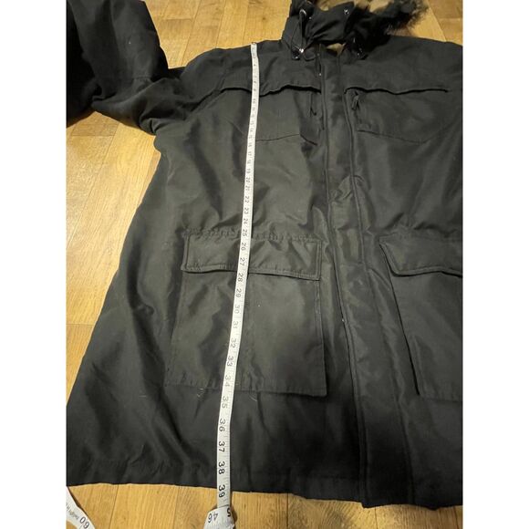KingSize 4XL Tall Black Parka Coat Faux Fur Hood Heavy Winter Jacket - Picture 10 of 12